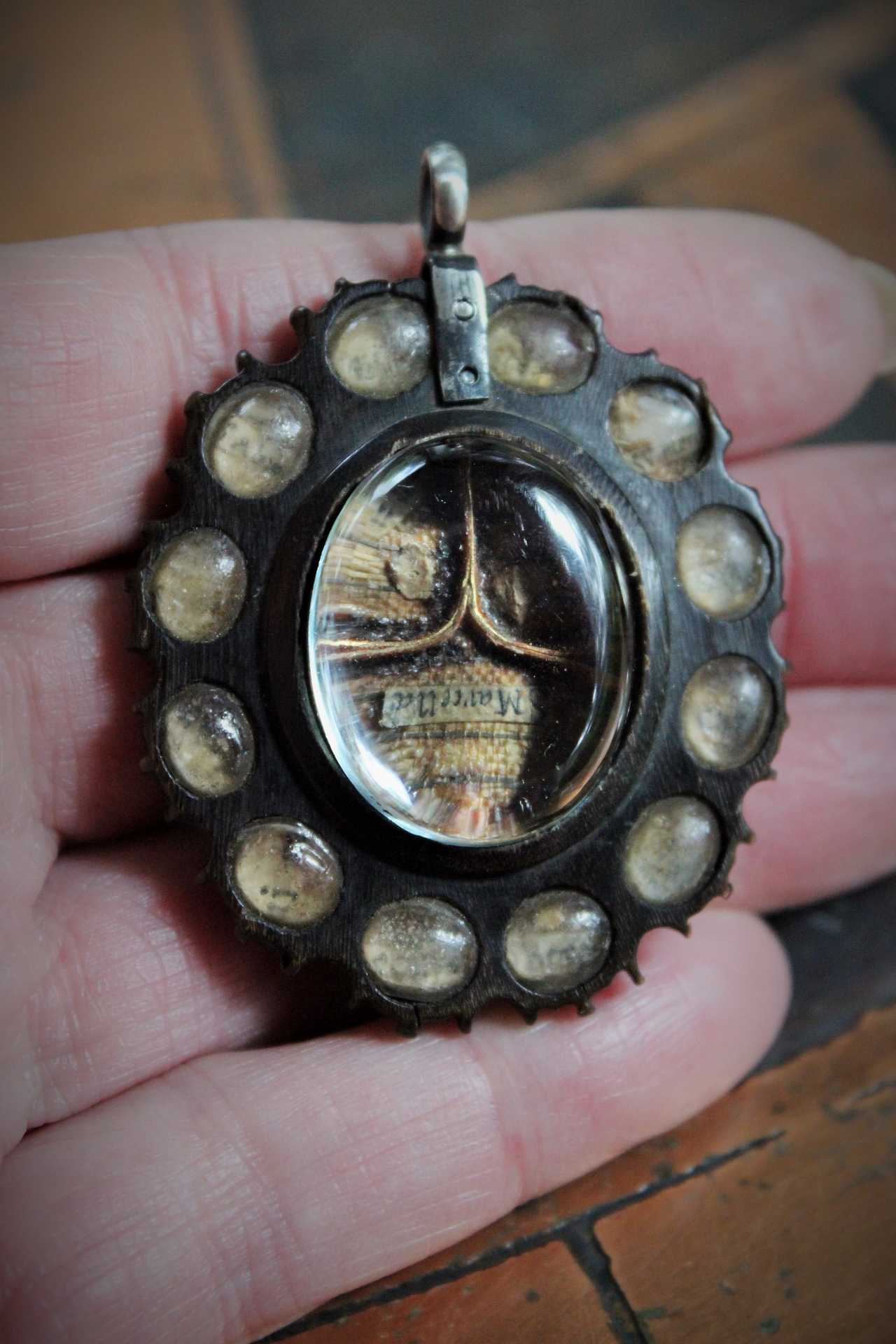 Incredibly Rare Antique 18th Century (or Earlier!)  Carved Wood Relic Pendant with 30 Relics