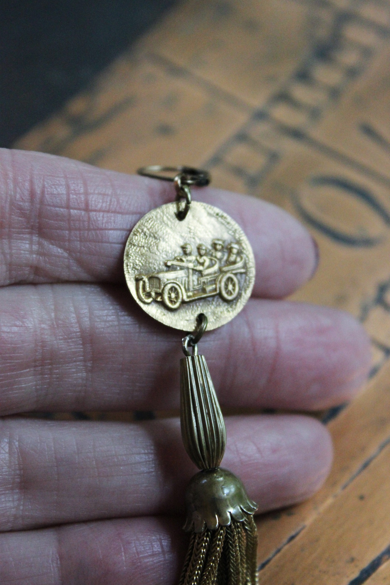 Rare Matching Antique Astrological Saint Christopher Earrings with Antique Foxtail Chain Tassels & Gold Filled Leverback Earring Wires