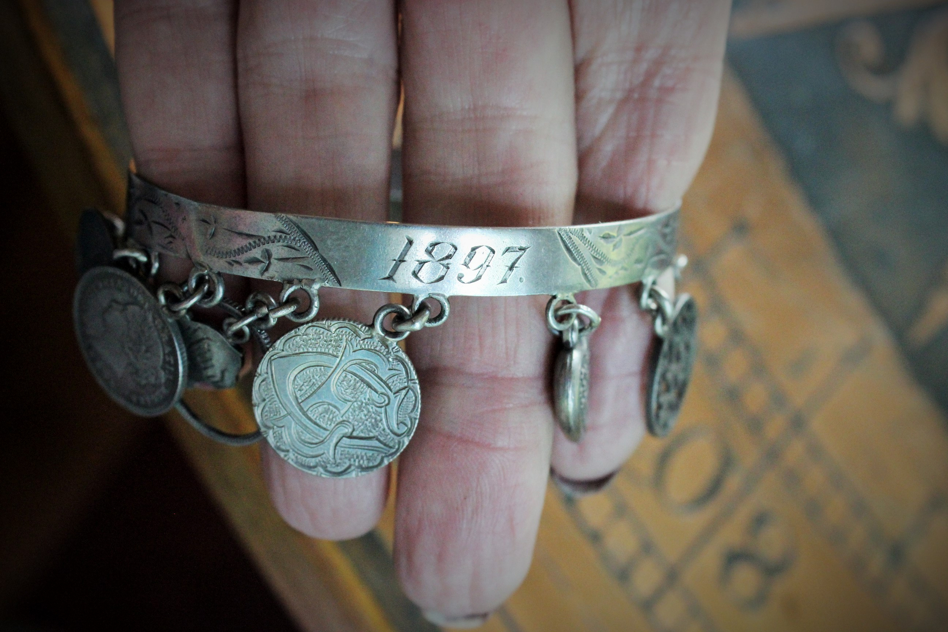 NEW! Incredible Antique Victorian Love Token Bracelet Set of 3 - Amazing Variety of1800's Coin Size & Type, Monograms and Dangles!