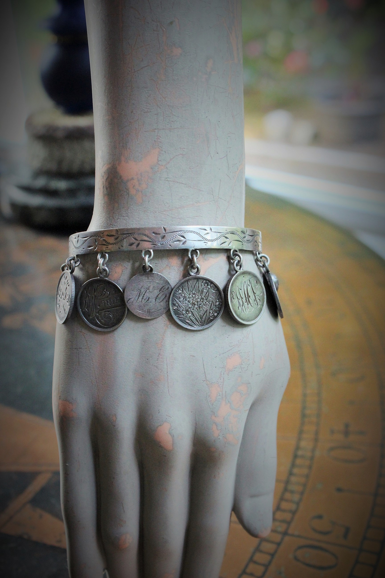 NEW! Incredible Antique Victorian Love Token Bracelet Set of 3 - Amazing Variety of1800's Coin Size & Type, Monograms and Dangles!