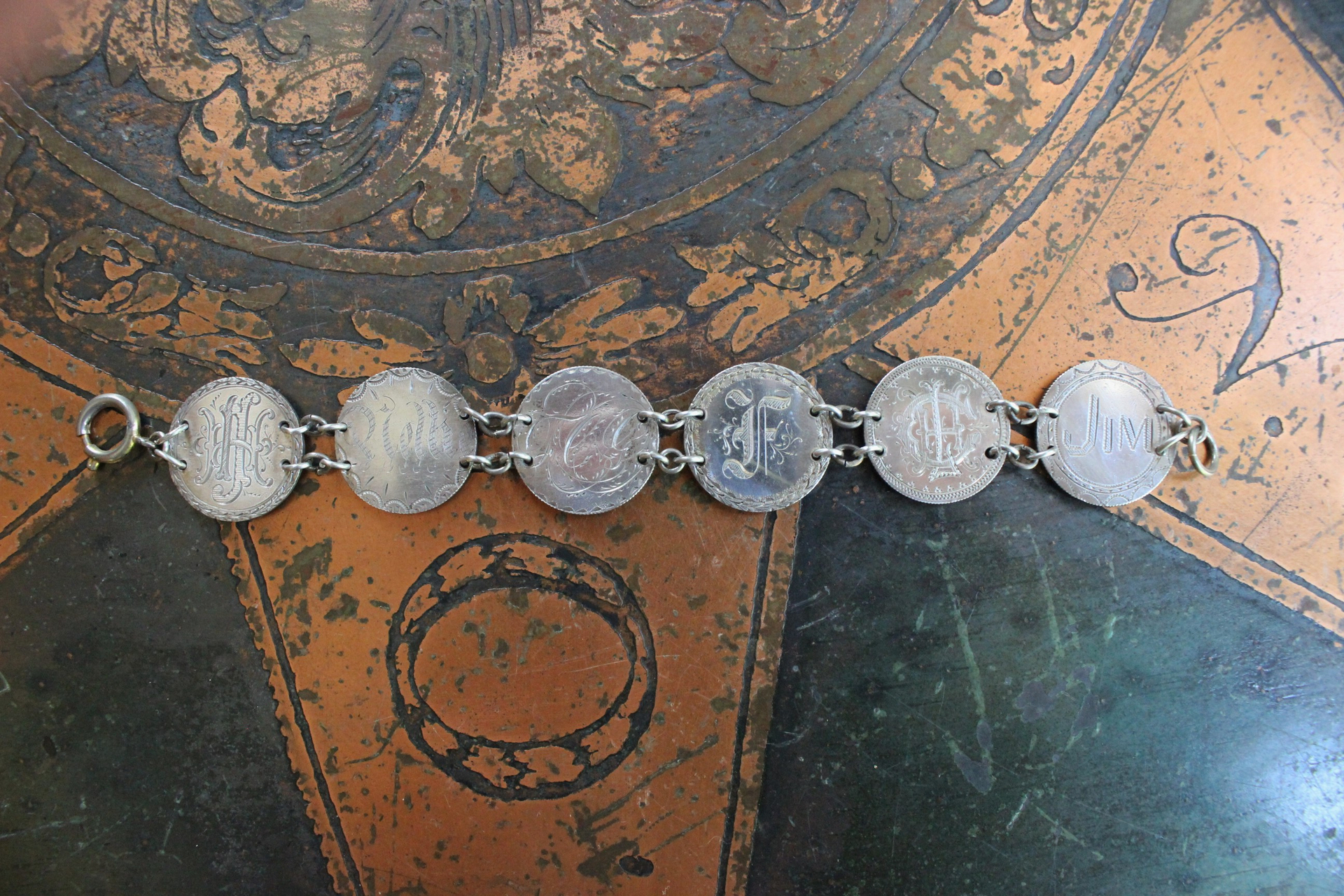 NEW! Incredible Antique Victorian Love Token Bracelet Set of 3 - Amazing Variety of1800's Coin Size & Type, Monograms and Dangles!