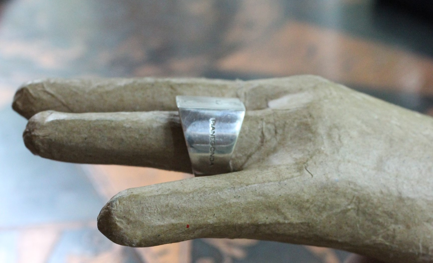 Long Retired Solid Sterling Pianegonda Engraved Cross Ring
