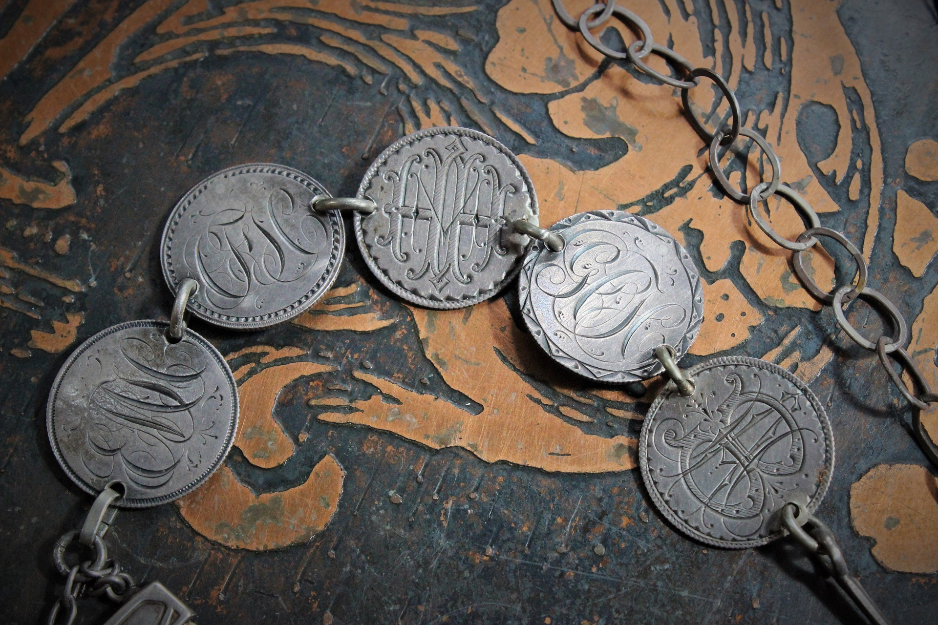 Scribe of the Soul Necklace with Amazing OOAK Antique Love & Friendship Tokens, Antique French Blank Nun's Cross,Tiny Antique Sacred Heart of Mary Connector