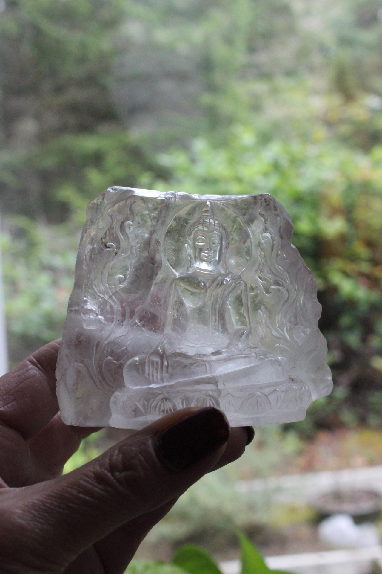 Ancient Small Carved Rock Quartz Buddha Sculpture