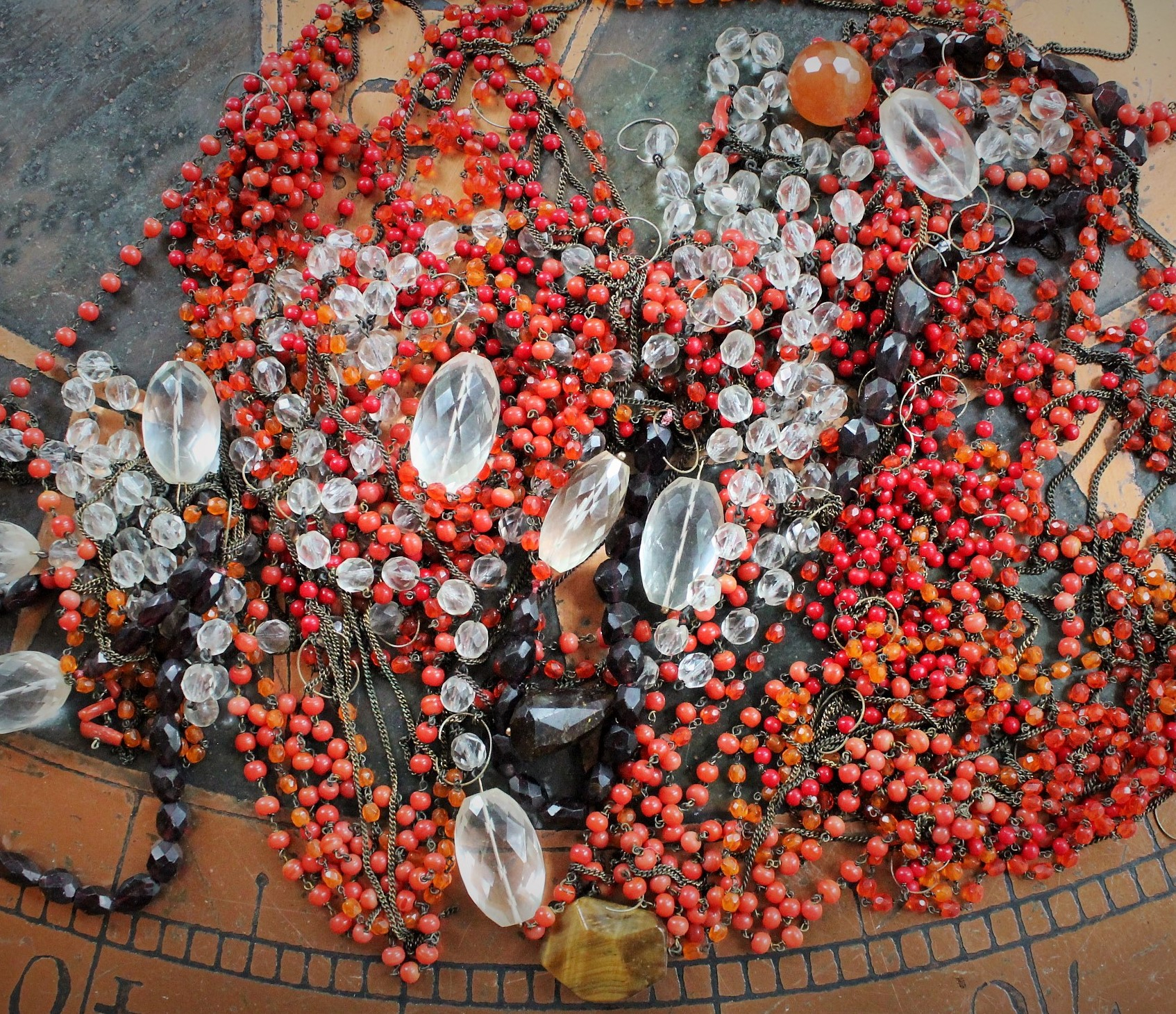 Large Antique Beaded Chain & Faceted Gemstone Lot - perfect for layering necklaces & much more!