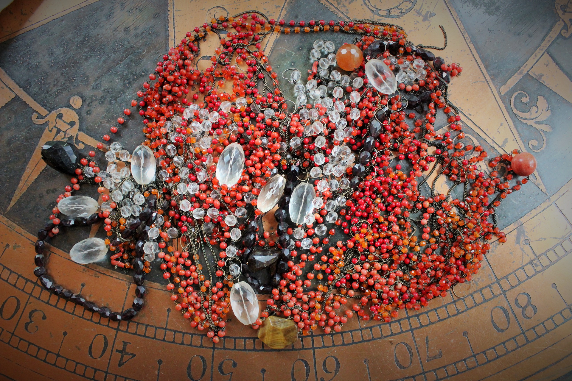 Large Antique Beaded Chain & Faceted Gemstone Lot - perfect for layering necklaces & much more!