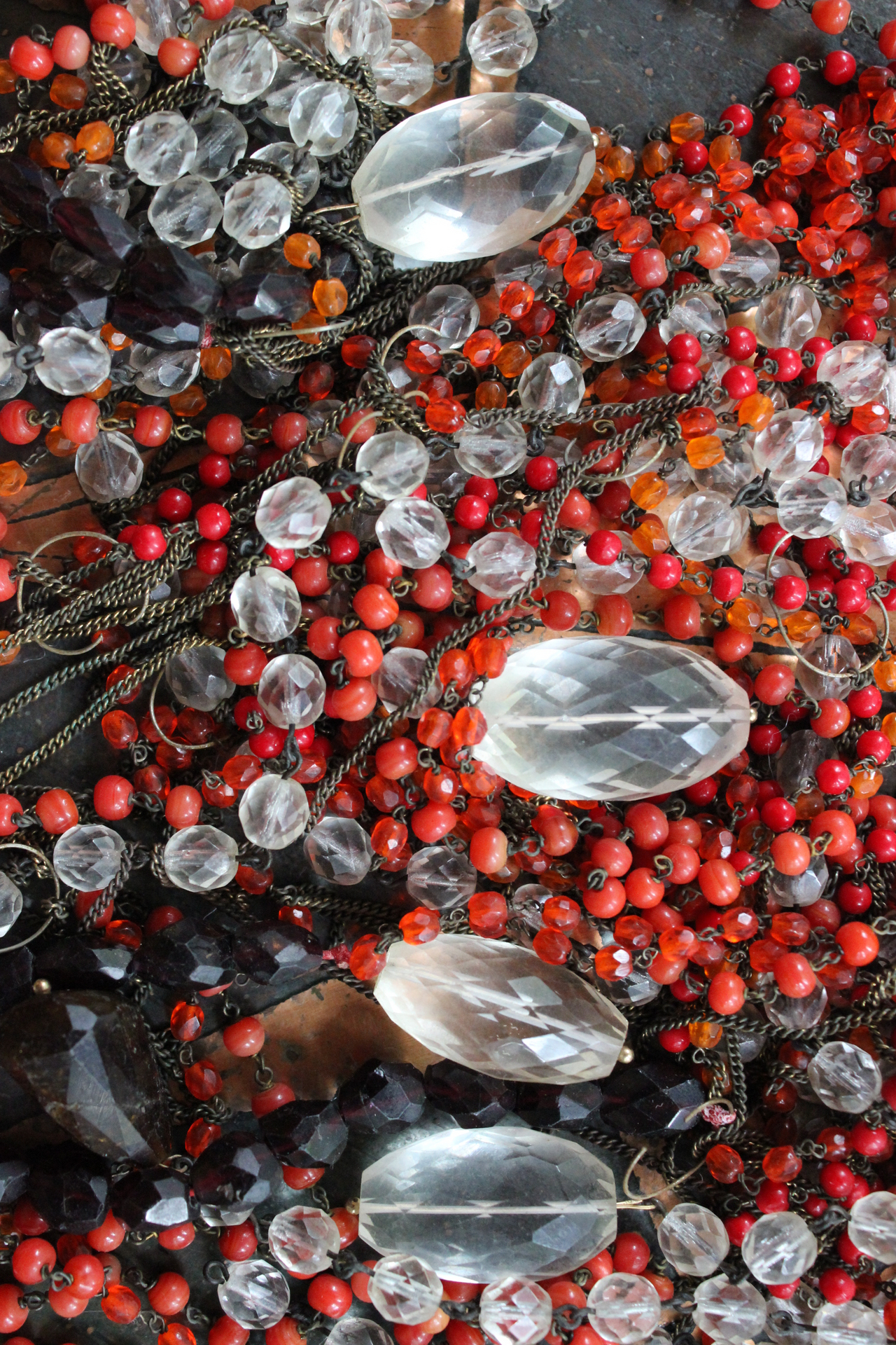 Large Antique Beaded Chain & Faceted Gemstone Lot - perfect for layering necklaces & much more!