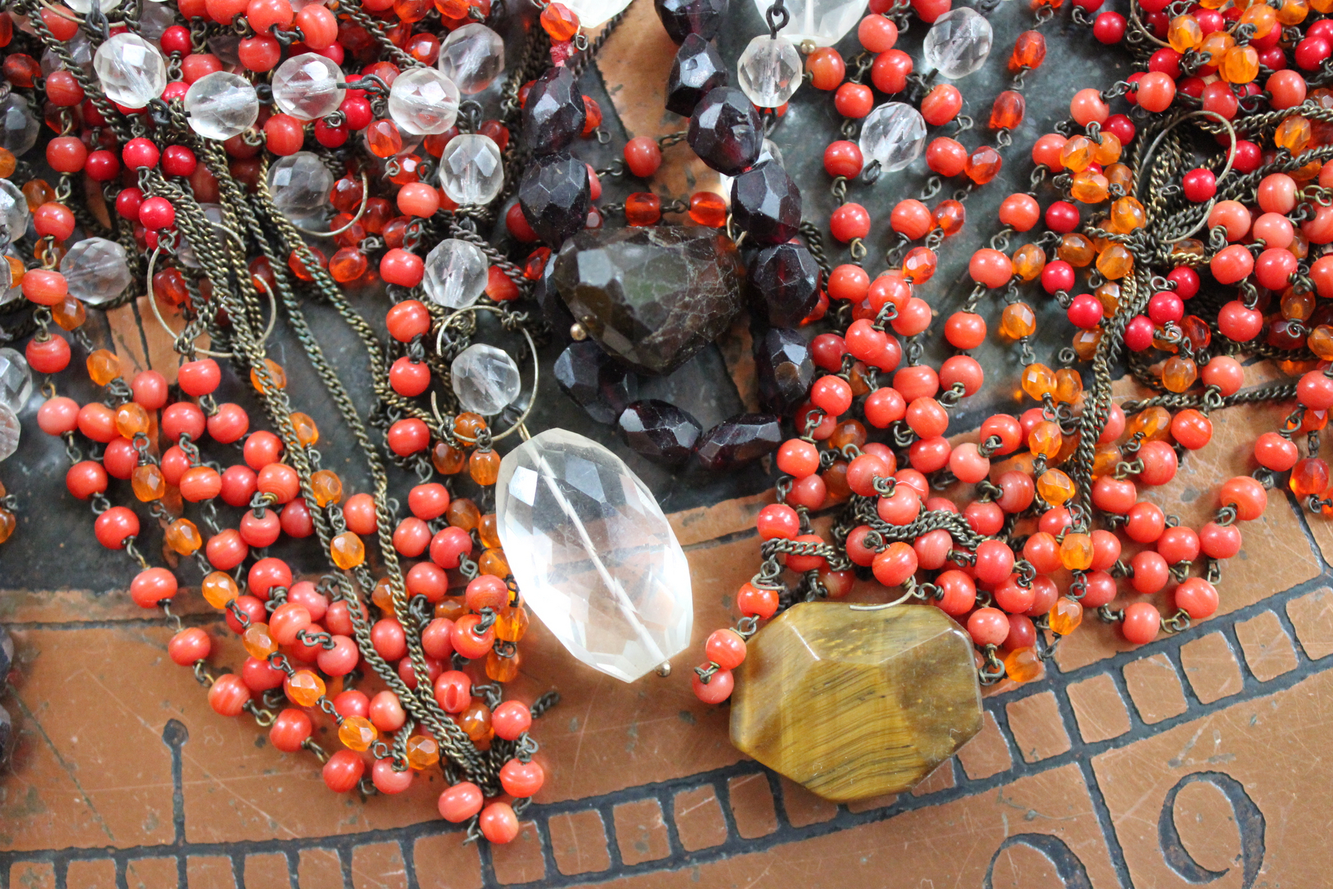 Large Antique Beaded Chain & Faceted Gemstone Lot - perfect for layering necklaces & much more!