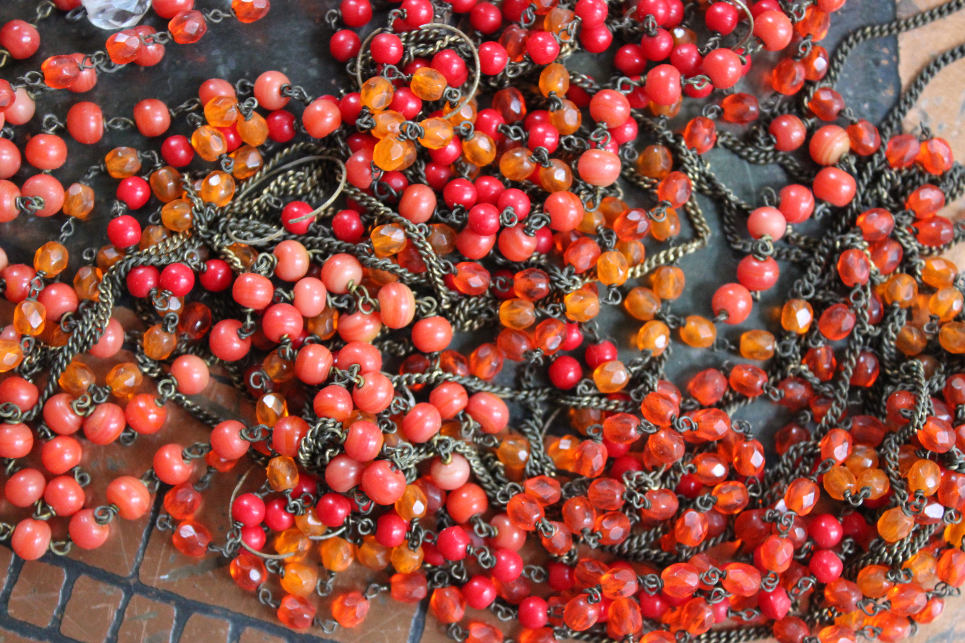 Large Antique Beaded Chain & Faceted Gemstone Lot - perfect for layering necklaces & much more!