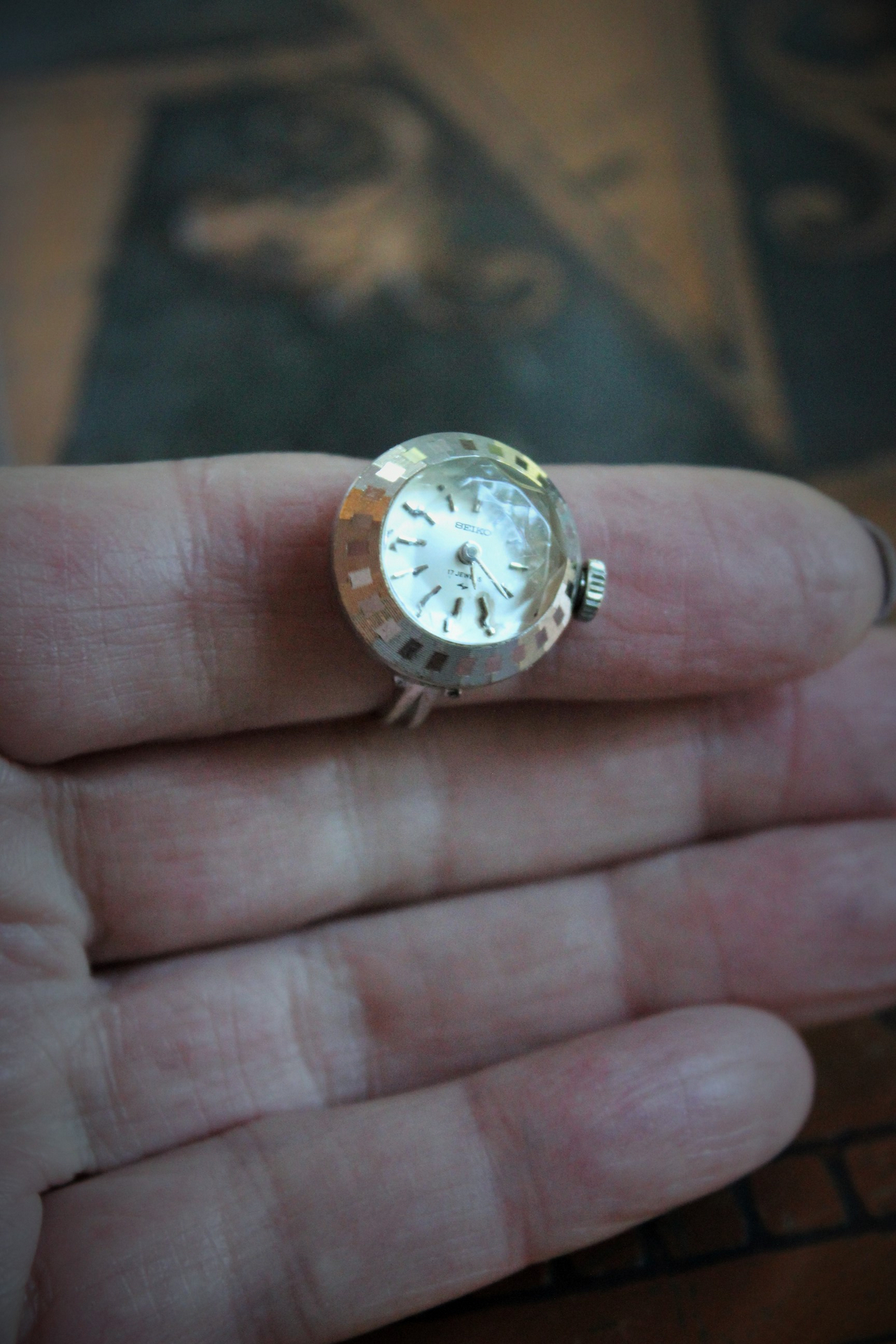 Circle of Time Bracelet and Ring Set with 7 Vintage & Antique Watches, Vintage Faceted Tear Drop & Sterling Toggle Clasp