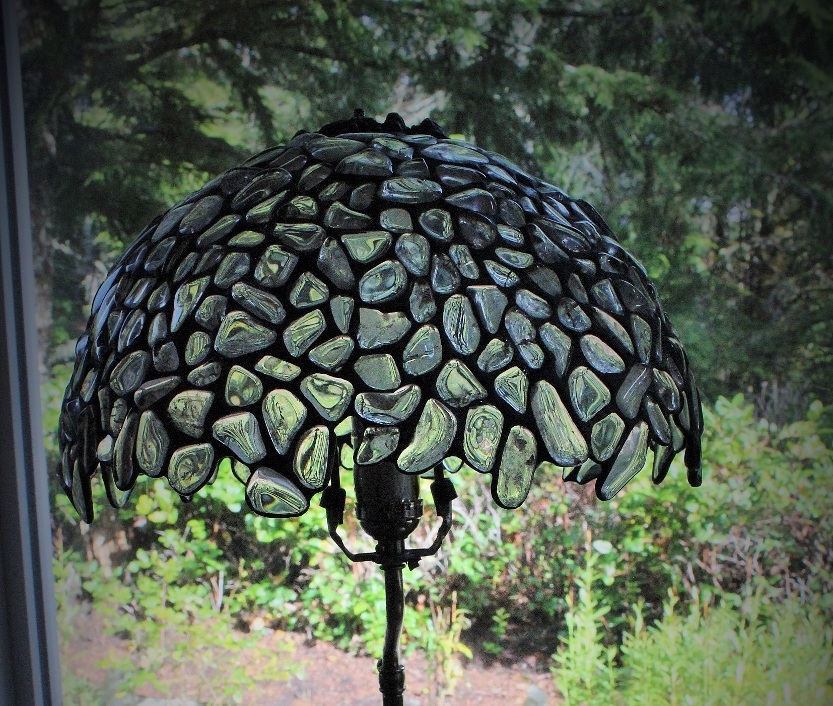 CLEARANCE PRICED! Polished Rock Quartz Crystal & Bronze Lamp Shade