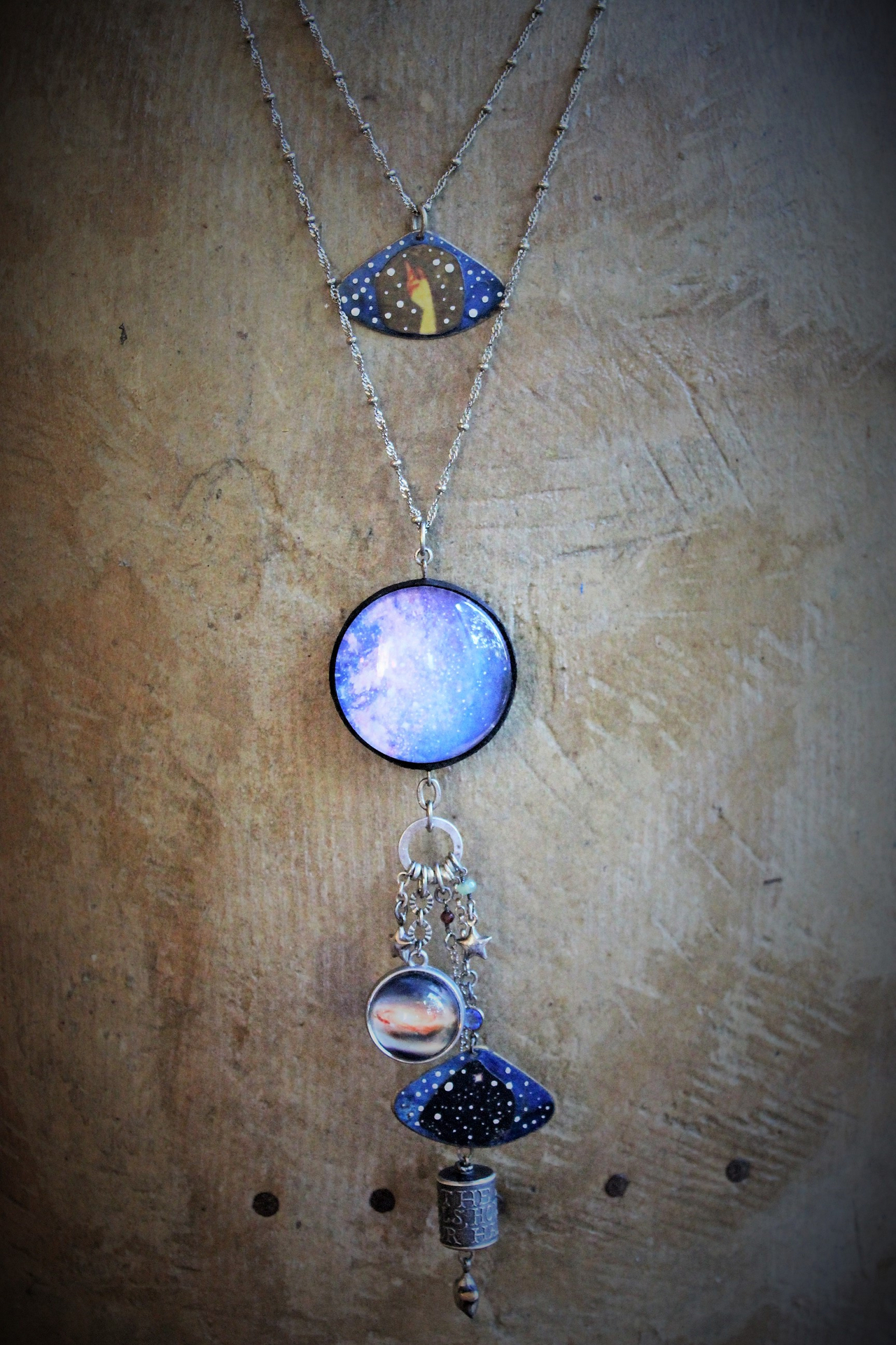 Hold up your Hands 2 Strand Necklace with Sterling Anne Choi Bead,Cosmic Glass Orbs,Sterling Puffy Stars & More!