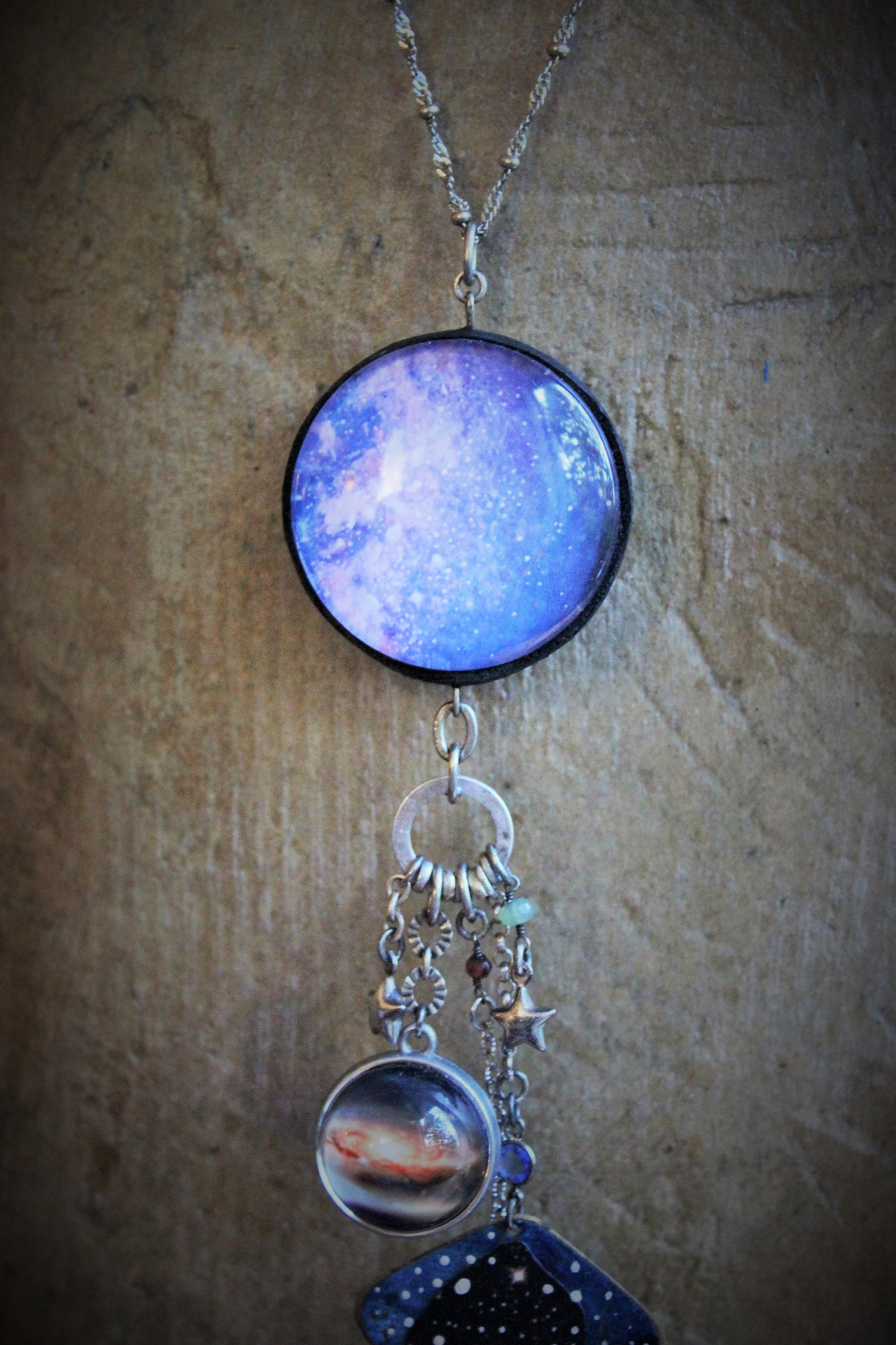 Hold up your Hands 2 Strand Necklace with Sterling Anne Choi Bead,Cosmic Glass Orbs,Sterling Puffy Stars & More!