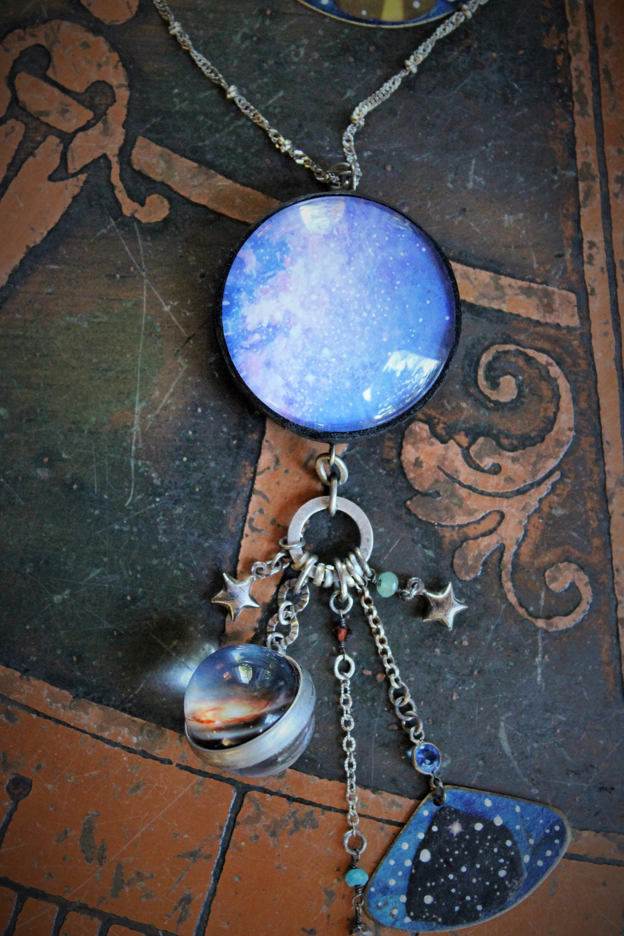 Hold up your Hands 2 Strand Necklace with Sterling Anne Choi Bead,Cosmic Glass Orbs,Sterling Puffy Stars & More!