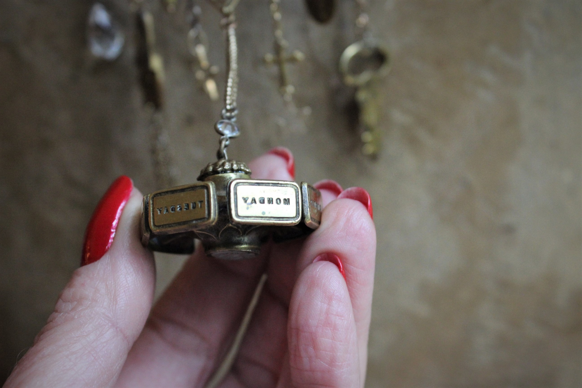 NEW! Life was so Short Necklace with RARE Antique 7 Day Wax Seal, Antique Engraved Watch Parts, Antique Crescent Moon, Open Work Stars & Antique Link Chain