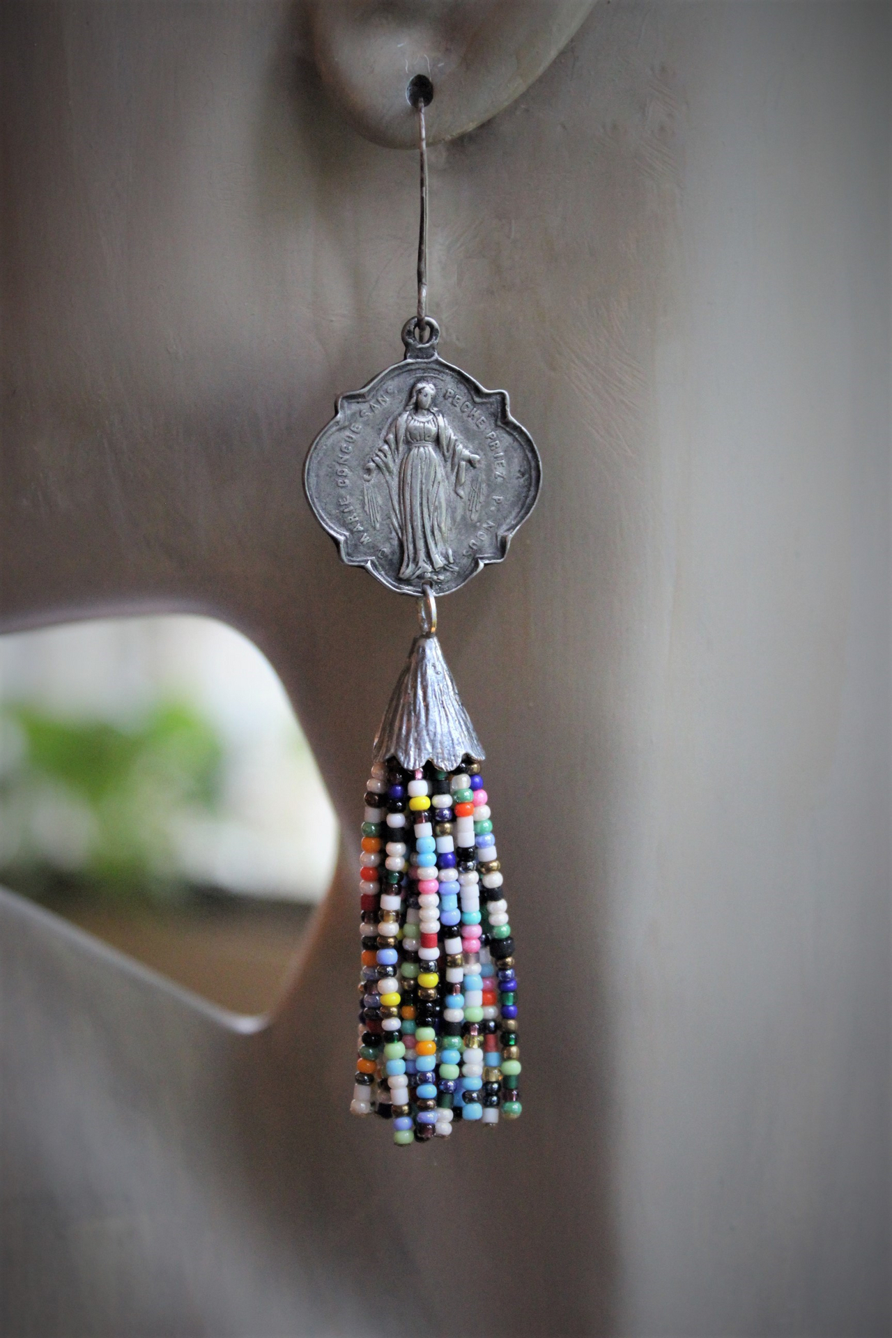 Marian Earrings with Beaded Tassels and Sterling Shepherd Hook Earring Wires