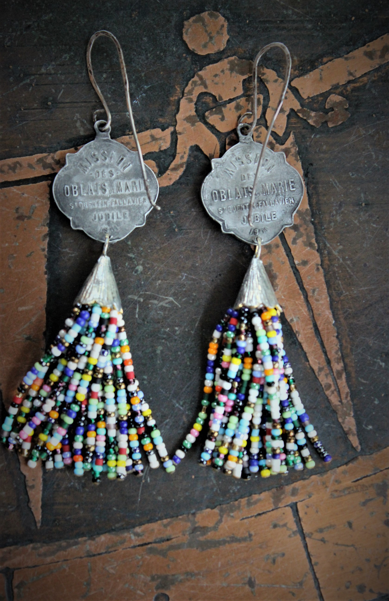 Marian Earrings with Beaded Tassels and Sterling Shepherd Hook Earring Wires