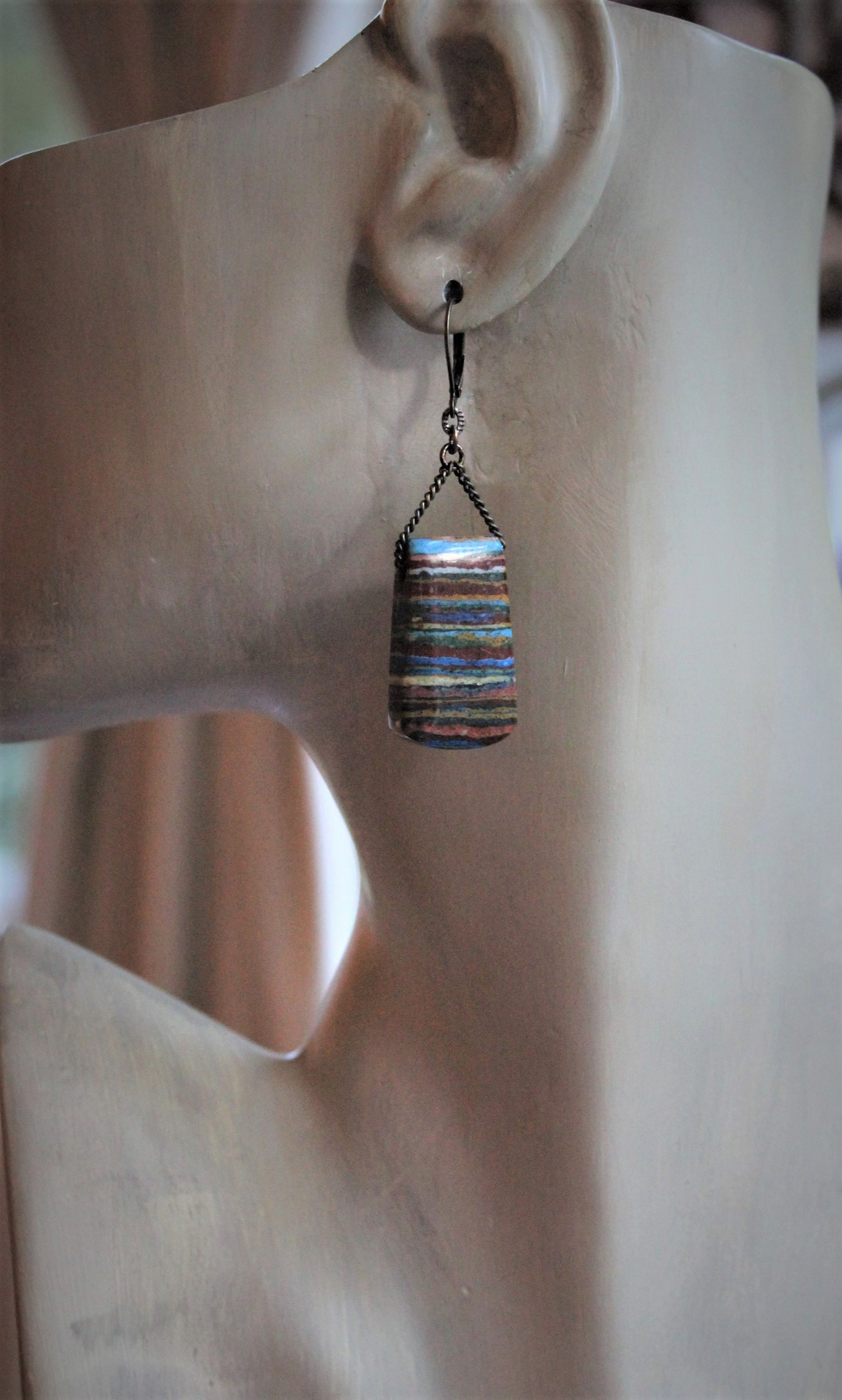 Rainbow Calcite Earrings with Bronze Earring Wires - Free with Purchase of Necklace!