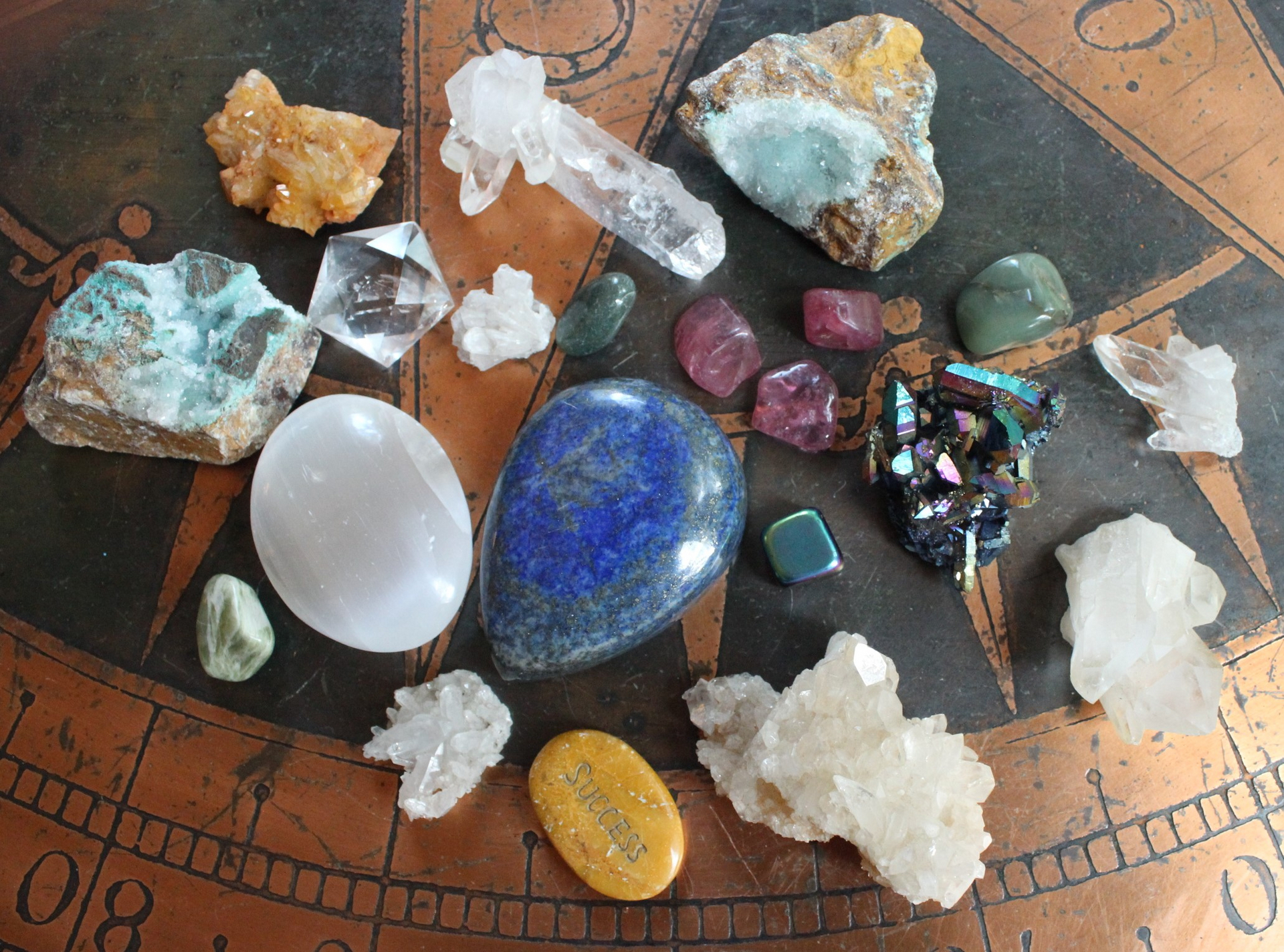 Gemstone Collection with Amazing Large Lapis Lazuli Stone, Aura Crystal Cluster, Blue Calcite, Selenite, "Success" Stone and More!