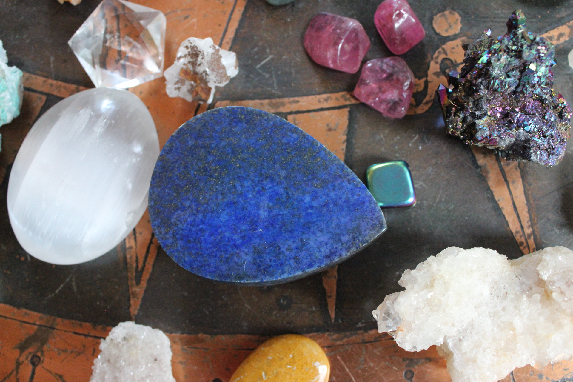 Gemstone Collection with Amazing Large Lapis Lazuli Stone, Aura Crystal Cluster, Blue Calcite, Selenite, "Success" Stone and More!