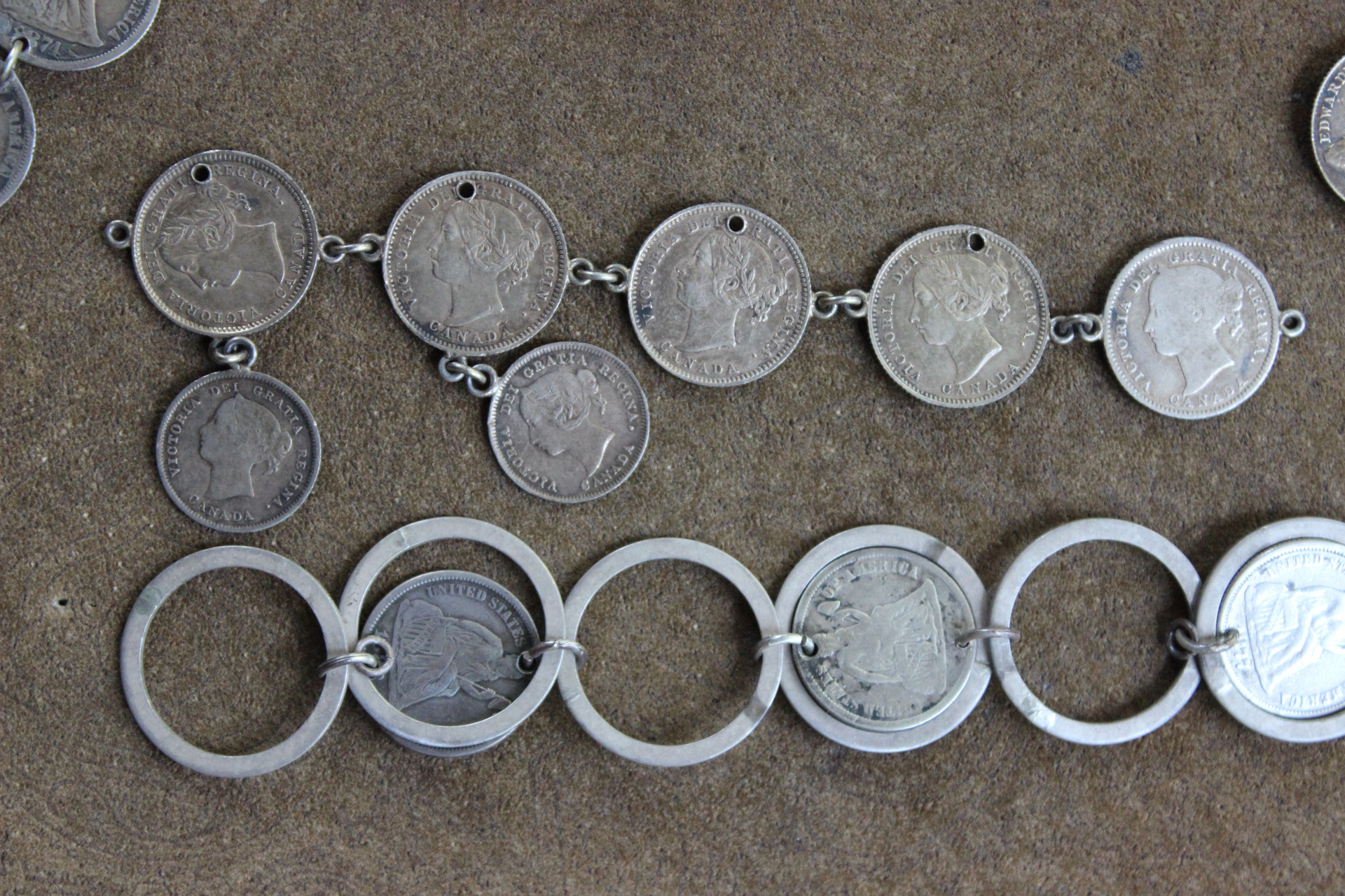 Amazing Antique Love Token Collection with 29 Engraved Tokens, One Engraved Connector and Sterling Links