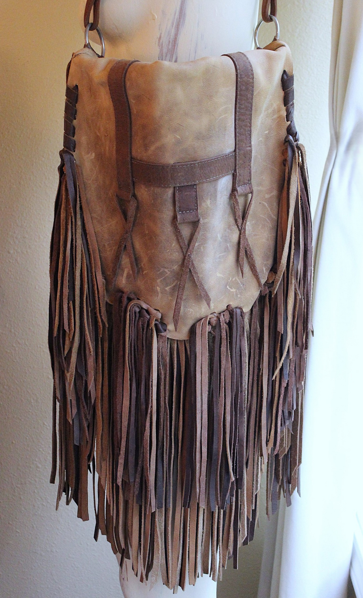 NEW! Amazing Vintage Fringe Leather Artisan Bag by Whiskey Lee