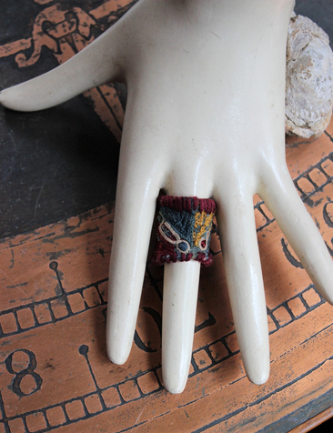 Antique Lambani Gypsy Textile Ring - Free with purchase of Matching Cuff Bracelet!