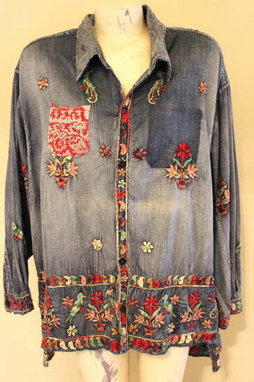 Magnolia Pearl Embroidered Sanforized Denim Shirt - long retired and rare!