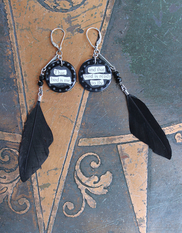 That Bird is Me Earrings with Sterling Capped Raven Feathers,Unique Onyx Findings,Sterling Earring Leverbacks