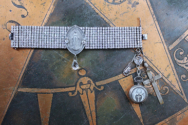 NEW! All  Around Us Bracelet with Multi Row Sterling White Zircon Bracelet, Rare Master Engraved Flaming Sacred Heart Sterling Nun's Cross & More!