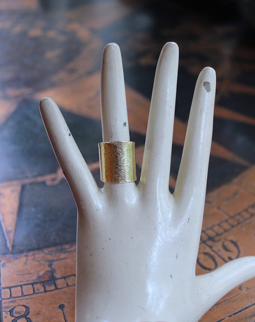 Sold to J Italian 14K Gold Wide Band Ring - size 7 - slightly adjustable