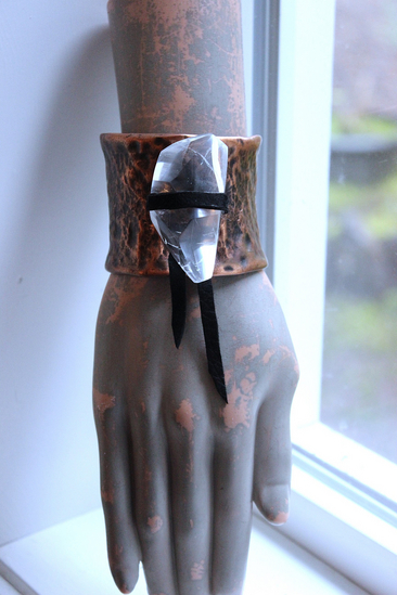 NEW! The Connection Cuff Bracelet & Ring Set with Free Form Clear Rock Quartz, Hand Wrought Hammered Copper Cuff & Ring