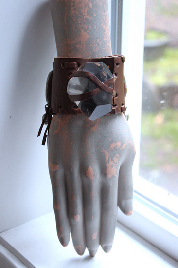 NEW! Free Form Smoky Quartz Cuff Bracelet with Jasperized Petrified Wood Beads, and Faceted Smoky Quartz Gemstone