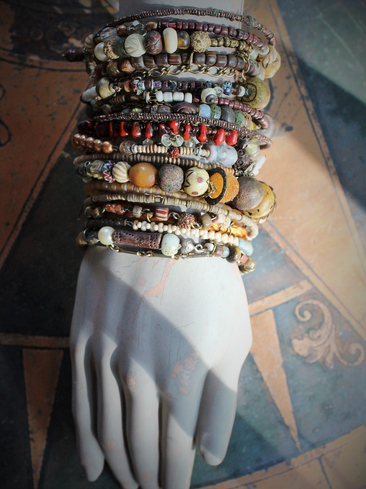 17 Stacking Artisan Gypsy Bangle Bracelets- Dozens of Beads,Unique Findings & Draping Chains!