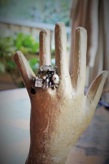 NEW! Be Still Antique Gypsy Ring w/Faceted Quartz Points,Tiny Sterling Prayer Box,Bi-Color Tourmaline,Tiny Antique Coptic Cross+Much More!