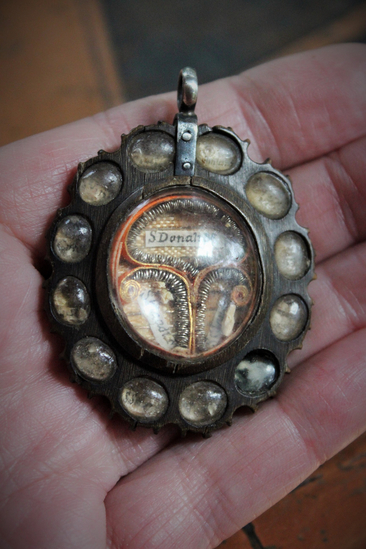 Incredibly Rare Antique 18th Century (or Earlier!)  Carved Wood Relic Pendant with 30 Relics