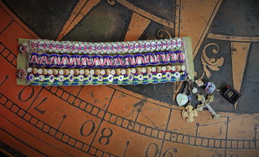 Colorful Bohemian Bracelet with Antique Stanhope Bible Charm, Vermeil Scapular Medal, Antique Mother Mary Heart & More!