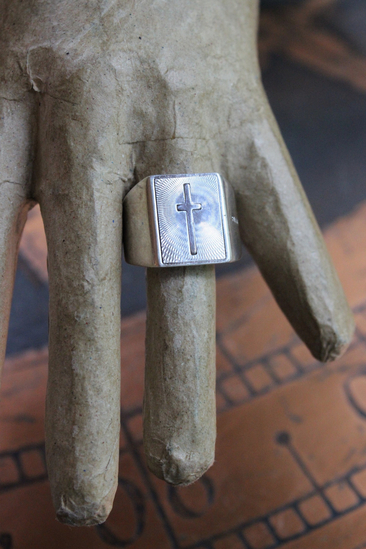 Long Retired Solid Sterling Pianegonda Engraved Cross Ring