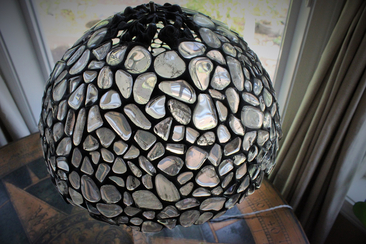 Polished Rock Quartz Crystal & Bronze Lamp Shade