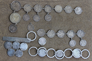 Amazing Antique Love Token Collection with 29 Engraved Tokens, One Engraved Connector and Sterling Links