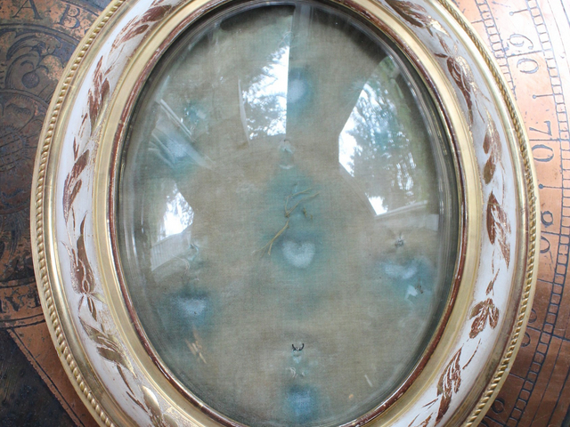  Antique French Domed Painted Gilt Display Frame