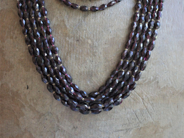 Incredible Faceted Pyrope Garnet Set with 2 Necklaces & 2 Bracelets, 14K Beads and Clasps