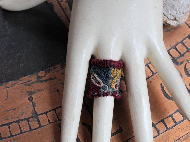 Antique Lambani Gypsy Textile Ring - Free with purchase of Matching Cuff Bracelet!