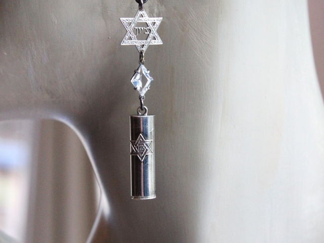 NEW! Covenant with God Earrings with Antique Sterling Star of David and Mezuzah Charms. Antique Faceted Rock Crystal Connectors, Sterling Earring Wires