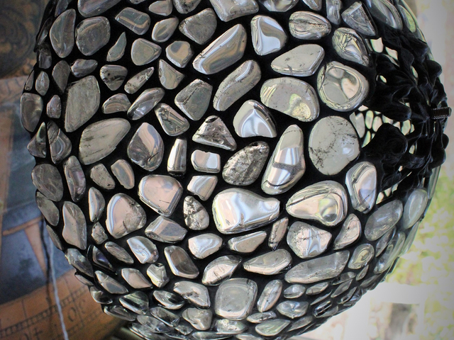 Polished Rock Quartz Crystal & Bronze Lamp Shade