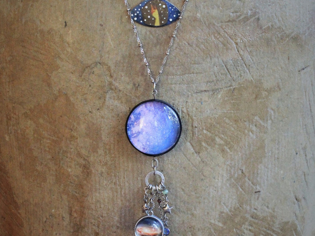 Hold up your Hands 2 Strand Necklace with Sterling Anne Choi Bead,Cosmic Glass Orbs,Sterling Puffy Stars & More!